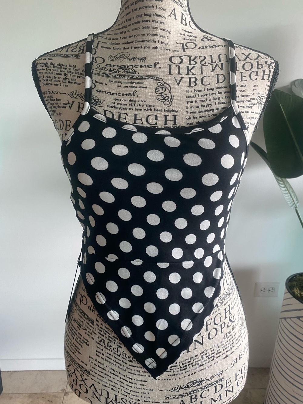 Vero Moda Black and White Polka Dot Singlet Crop Top